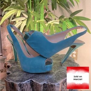 Teal suede & metallic heels - GUESS